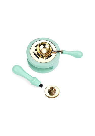 Davetiye Mum Mühürü Uygulama Seti Su Yeşili Renk 455 Çelenk