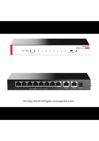 H3c Magic Bs210t-hp, 10 Port, Gigabit, 8 Port Poe, 110w, +2 Port Gigabit Uplink, Metal Kasa, Yönetil