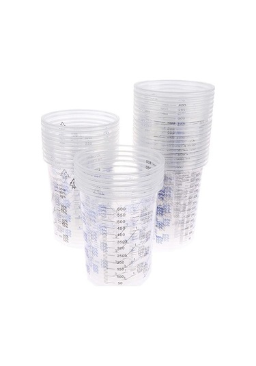 Pazly Tek Kullanımlık Şeffaf Pp Boya Karıştırma Kabı 600ml 50 Adet Şeffaf