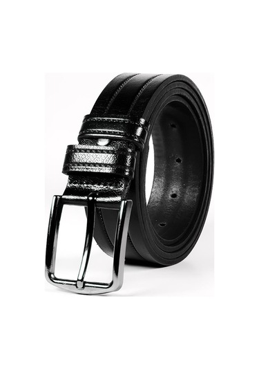 Mergenshoes Siyah Hakiki Deri Erkek Kumaş Pantolon Kemeri K08 001