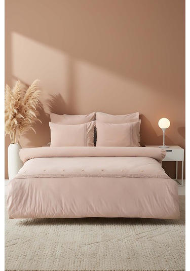 Grace Cappuccino Güpürlü Çift Kişilik %100 Pamuklu Nevresim Seti - 6 Parça Çeyiz Seti Cappuccino