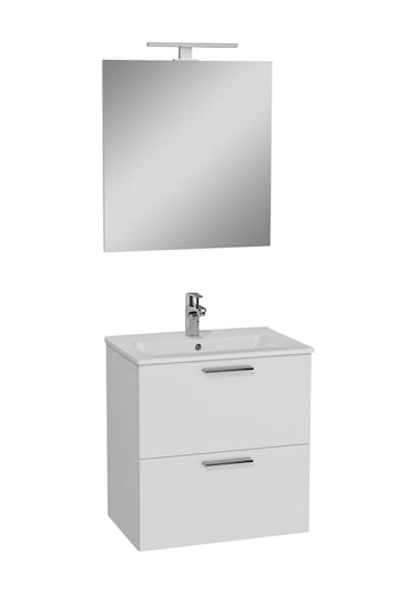 Mia 75021 Banyo Dolabı Seti, Çekmeceli, 60 Cm, Parlak Beyaz