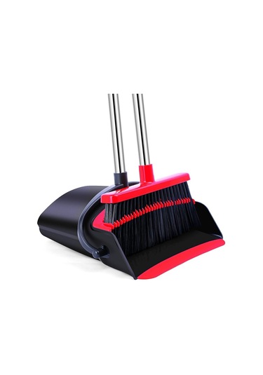 Üretici Toptan Ev Seti Süpürge Ve Faraş Kombinasyonu Yapışmaz Saç Süpürgesi Katlanır Süpürge Uzun Kazıyıcı Faraş Siyah