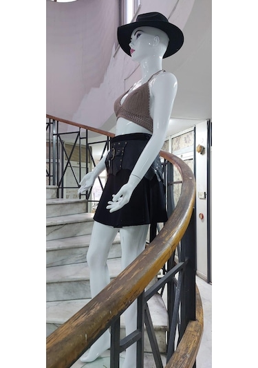 Eren Style Boho Antik Tokalı Zımbalı Hakiki Deri Kemer 80 Cm-95 Cm -9276 Siyah