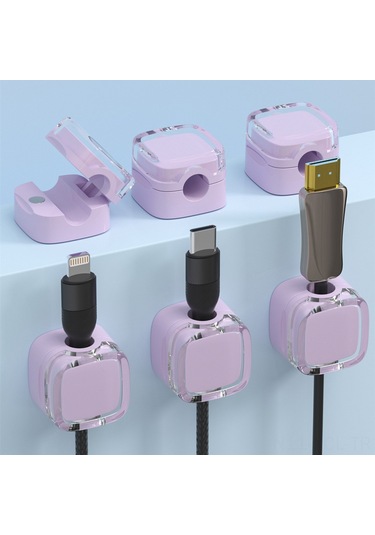 Konesam Masaüstü Manyetik Kabloluk Düzenleyici - Otomatik Yapışkan, Çıplak Tutucu, Kabloları Takip Etmeyi Kolaylaştırır Mor, 6 Adet