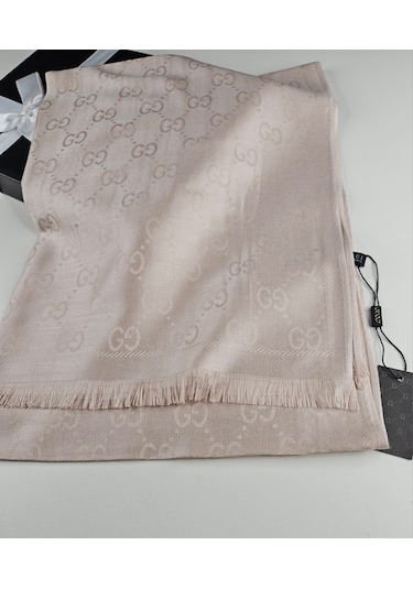Miorel Scarfs G Desen Çift Taraflı Kaşmir İpek Şal 4 Mevsim Soft Pamuklu Şal Pudra