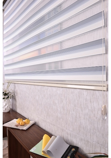 Gri-krem Pliseli Etek Dilimsiz Ds 10658-v9 Zebra Stor Güneşlik Perde