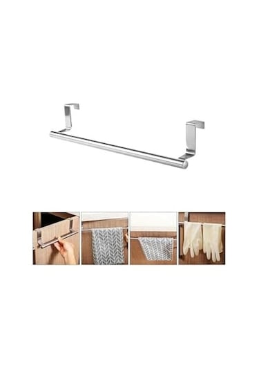 Krom Kaplama Çelik Dolap Kapağı Havlu Askılığı 30cm Dolap Kapağı Mutfak Bezi Askılı Siyah Siyah