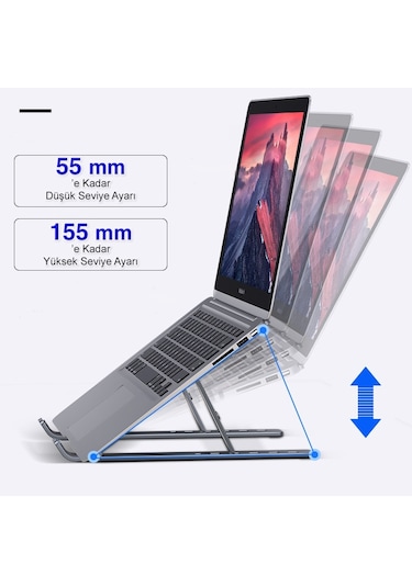 i-Stand N3 Alüminyum Katlanabilir Ayarlı Laptop Standı (Uzay Gri)