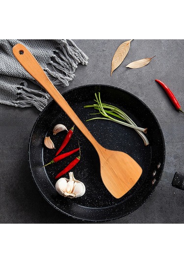 Homyl Ahşap Pişirme Küreği Aletleri Şef Hediyesi Çizilmez Kahverengi Çok Renkli