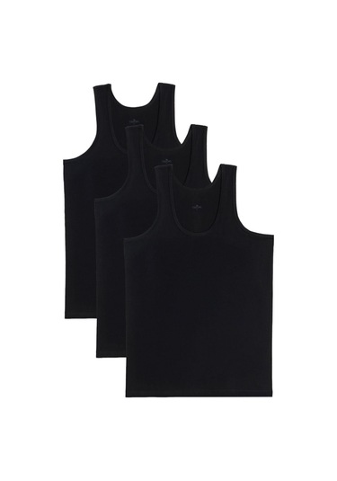 3 Adet Compact Penye Siyah Erkek Atlet %100 Pamuk Standart Fit Normal Kesim 3'lü Paket-33117 Siyah