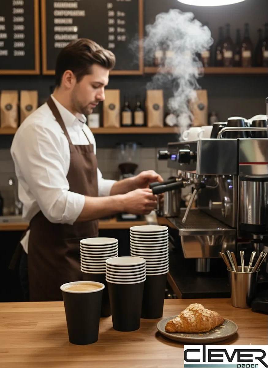 Clever Paper Mavi Kağıttan Tek Kullanımlık Bardaklar 300 Ml 100 Adet 316726318 Siyah