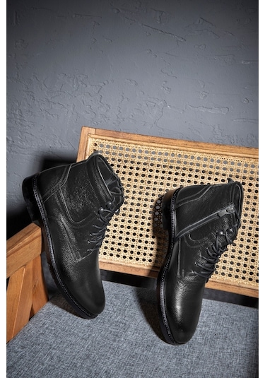 Rico Hakiki Deri Bağcıklı Kauçuk Taban Erkek Bot, Bağcıklı Bot