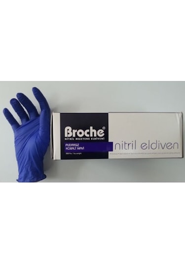 Broche Pudrasız Kobalt Mavi Nitril Eldiven 100 Adet