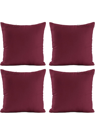 Dekoratif 4'lü Kırlent Yastık Kılıfı Seti - 42 X 42 Cm - Bordo