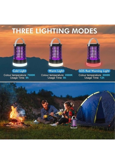 3'ü 1 Arada Taşınabilir Kamp Feneri Led Işık, Usb Şarj Edilebilir Sivrisinek Öldürücü Lamba, Su Geçirmez Açık/kapalı Sivrisinek Öldürücü, Elektrikli Sivrisinek Öldürücü Diğer Çok Renkli