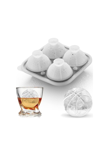 Silikon Basketbol Buz Küpü Eğlenceli Şekiller, Yenilikçi Basketbol Hediyeleri, 2.2" Büyük El Sanatları Yuvarlak Küre Buz Topu Kalıpları Oyun Günü, Viski, Kokteyller, Burbon İçin