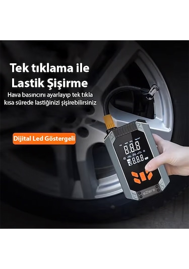 Ezere ST-9632D Taşınabilir Araç Lastik Şişirme ve Starter Akü Takviye Seti