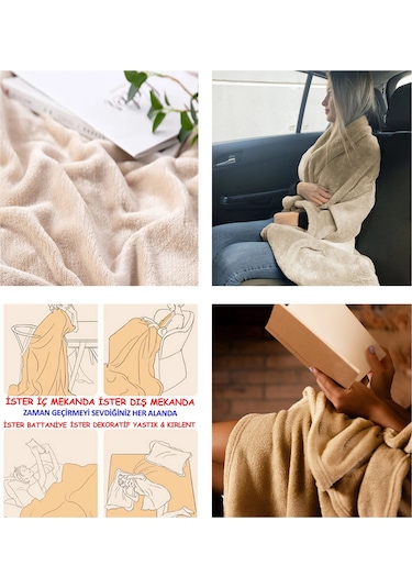 Nakış İşleme Çiçekler Efektli Baskılı Tv Battaniyesi Olabilen Dekoratif Yastık Kırlent Battaniye Çok Renkli