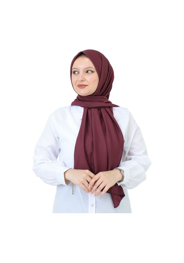 Şal Zarif Başörtüsü Eşarp Tesettür Giyim Uzun Abiyelik Vişne