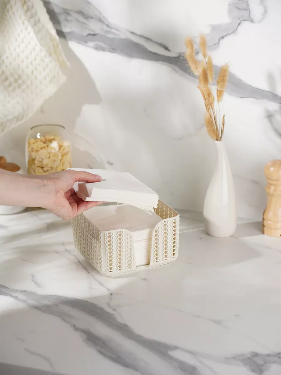 Idea Plastik Mutfak Masası Peygamberik Peçetelik 15x15x9 Cm 74056287 Bej