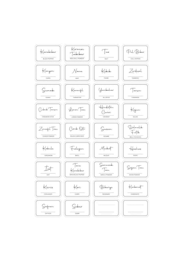 Digithome 36 Adet Dikdörtgen Baharat Kavanoz Etiketi Sticker Seti 4,5x3 Cm