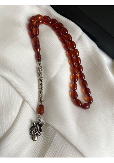 İlknur Doğal Taş Evi Kurt Püsküllü Ateş Kehribar Tesbih Kutulu