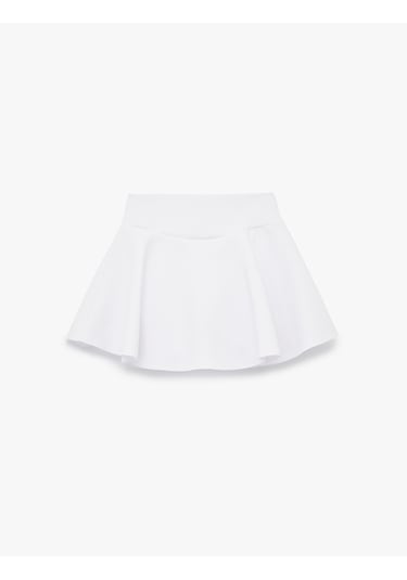 Koton Yüksek Bel Rahat Kalıp Scuba Mini Spor Şort Etek Beyaz 6wak40027nk Beyaz