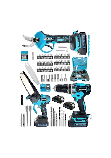 Dragro 5800 M 2 Akülü Şarjlı Dal Budama Makinesi 3'lü Mega Set