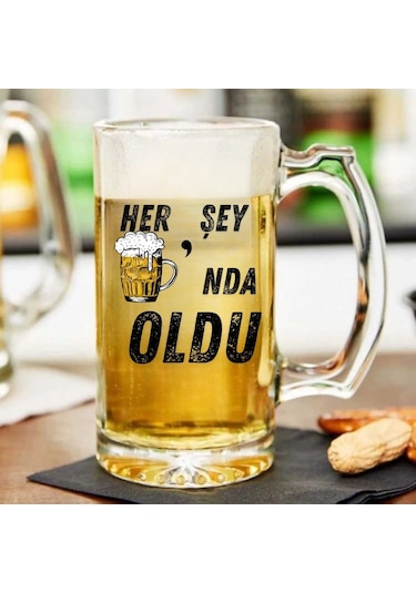 "her Şey Biranda Oldu Tasarım Bira Bardağı Mizahi Hediyelik Cam Bira Bardağı"