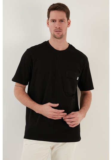 Buratti % 100 Pamuk Relaxed Fit Bisiklet Yaka Erkek T Shirt 5902605 Siyah