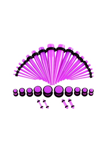 Sones 36 Adet Unisex Akrilik Kulak Genişletme Kulak Genişletici 14g-00g Aksesuar Seti Mor