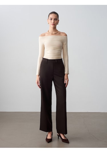 Dilvin 72658 Orta Bel Kumaş Pantolon-kahve
