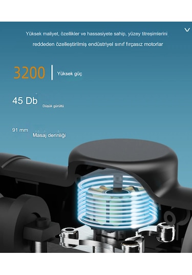 Hams103 Ekranlı Kablosuz Masaj Tabancası 6 Modlu Lcd Dokunmatik Siyah