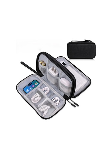 Organizer Organiser 2 Bölmeli Elektronik Kablo Şarj Kulaklık Ssd Çanta Kılıf Siyah