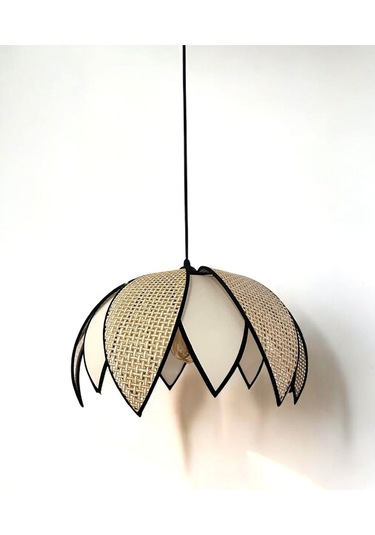 Modern Hazeran Görünümlü Çift Yapraklı Çiçek Şeklinde Bohem Rustik Avize - Bej Bej