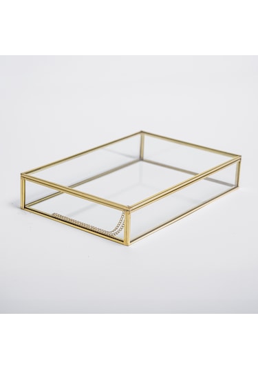 Cam Kutu Pirinç & Gold 40x30x5cm