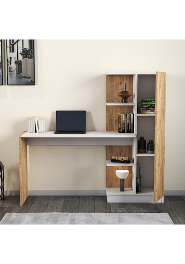 Venüs Çalışma Masası Raflı Kapaklı Çam Beyaz - Clm0503 Beyaz