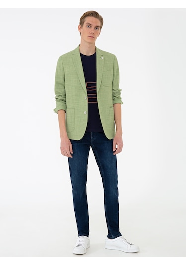 Cacharel Fıstık Yeşili Ex. Slim Fit Ceket Yesıl