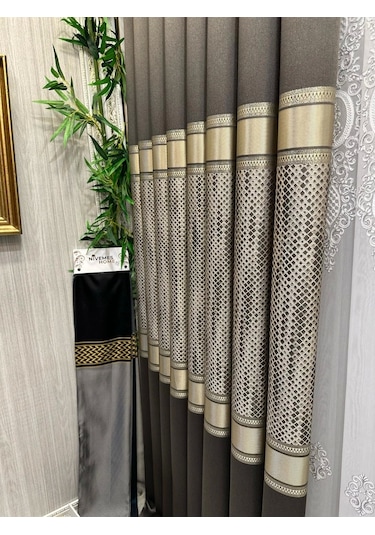 Nivemeshome Mozaik Ft614163 V-5302 Antrasit 1/3 Sık Pileli Fon Perde Apm Antrasit