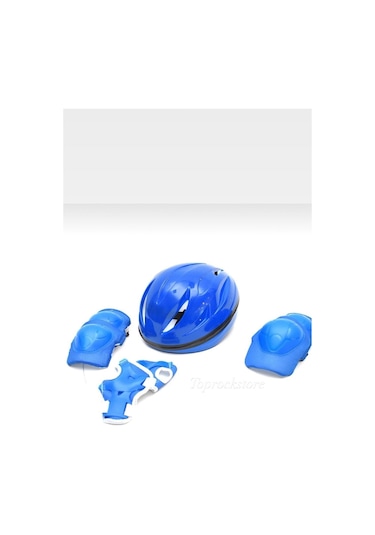 Çocuk Kask Dizlik Dirseklik Eldiven Koruyucu Set 7 Parça Mavi