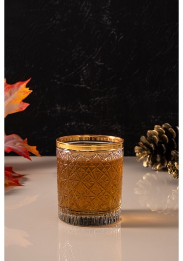 Mest 6'lı Kristal Altın Yaldız Viski Bardağı Seti 280 Cc Gold