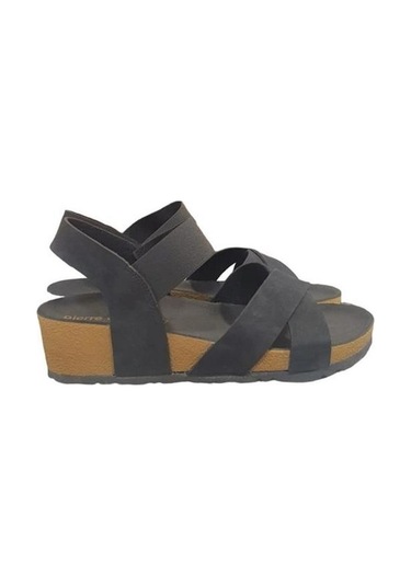 Pierre Cardin Üstü Ayarlı Lastikli Dolgu Topuk Bayan Sandalet 001
