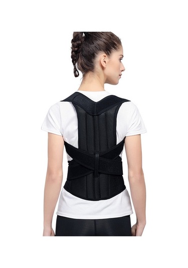 Sones Kifoz Düzeltme Kemeri Omurga Sırt Sabitleme Kemeri Düzeltme Giysileri, Beden: S Siyah