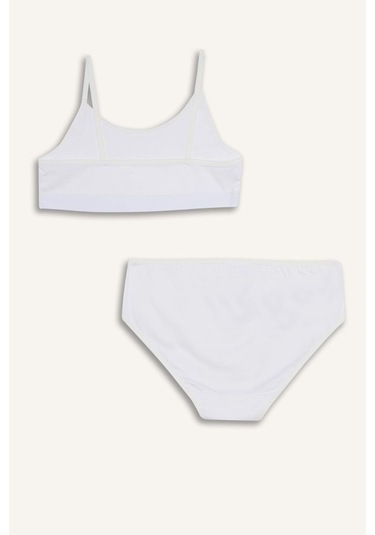 Defacto Kız Çocuk 2li Takım Bra Slip Külot F4155a825auwt79 Beyaz
