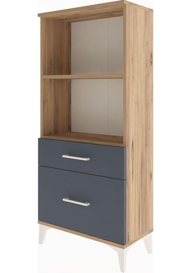 Arges Dolap 2 Raflı 2 Çekmeceli 60x30x134 Çam-antrasit Atlas Çam