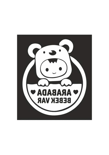 24x28 Cm Arabada Bebek Var Sticker, Cam İçin