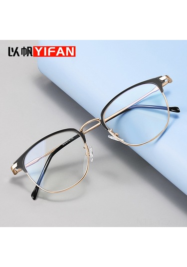Yaozixa Erkekler İçin Gündelik İş Görüşmeleri Retro Metal Gözlük Çerçevesi - Siyah Altın, Mavi Işık Engelleme Lensli, Moda Ve Fonksiyonel Beyaz