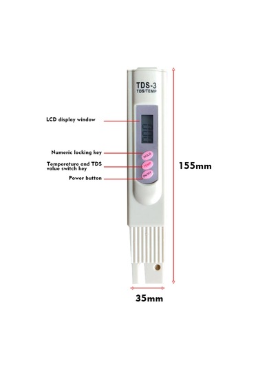 Konesam Su Kalitesi Testeri - Tds Kalem Cihazı, Doğru Ölçüm 1-9990ppm , Otomatik Kapatma, Su Arıtma Ve Laboratuvar Kullanıma Uygun Beyaz