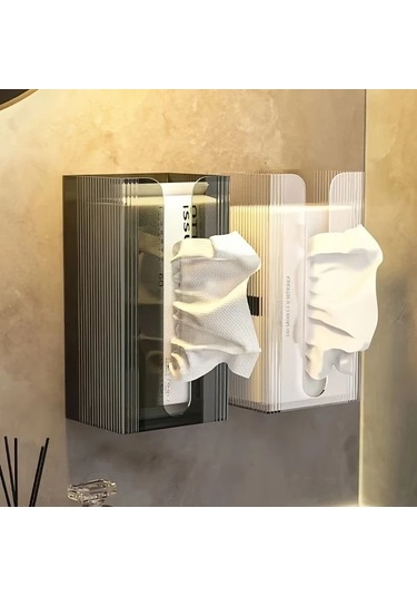 Tongdashop Modern Doku Kutusu Transparan Renk 1 Adet Duvar Tipi Çok Amaçlı Banyo Depolama Kutusu Şeffaf Renk